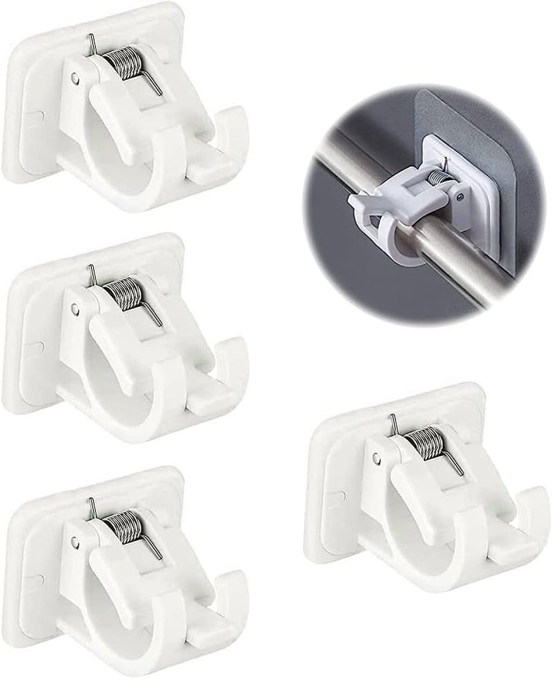 CELLEBII 2 Pcs Self Adhesive Curtain Rod Holder Curtains Bracket Crossbar Hook Self Adhesive Rods Hanger No Drill Brackets Fixing Holders Drapery Pole Fixing Rod Holder 8 - Image 1