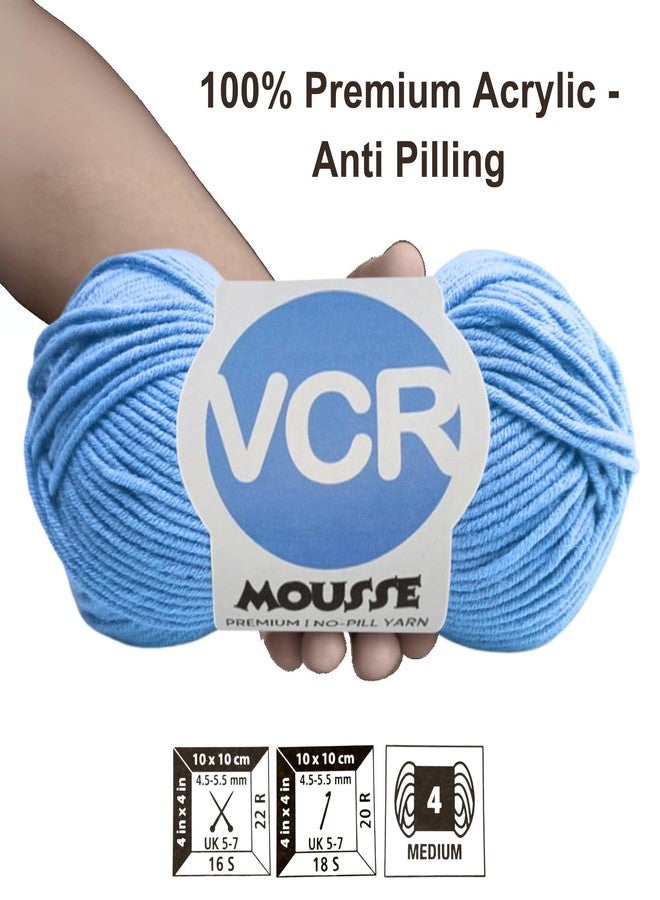 VCR 4ply Sky Blue Yarn, 100 Grams Hank, 190 Meters Length, Acrylic Ball for Crochet and Knitting, Soft Crosia Threads, Pack of 1 Yarn, Suitable for DIY Crafts - Image 3