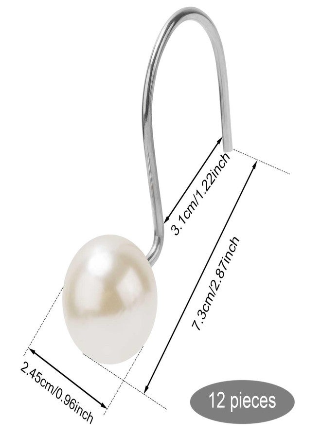 XIHIRCD 12 قطعة من خطافات ستارة الحمام، حلقات ستارة حمام لؤلؤية، علاقة ستارة حمام معدنية مزخرفة، إكسسوارات ستارة حمام لغرفة الأطفال، ديكور فني - Image 2