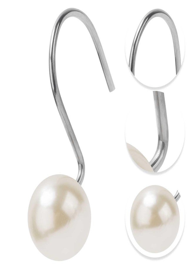 XIHIRCD 12 قطعة من خطافات ستارة الحمام، حلقات ستارة حمام لؤلؤية، علاقة ستارة حمام معدنية مزخرفة، إكسسوارات ستارة حمام لغرفة الأطفال، ديكور فني - Image 4