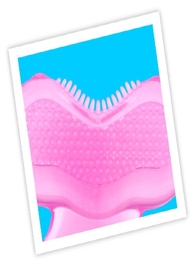 Nuby Silicone Teethe-EEZ Teether with Bristles, Includes Hygienic Case, Pink - Image 3