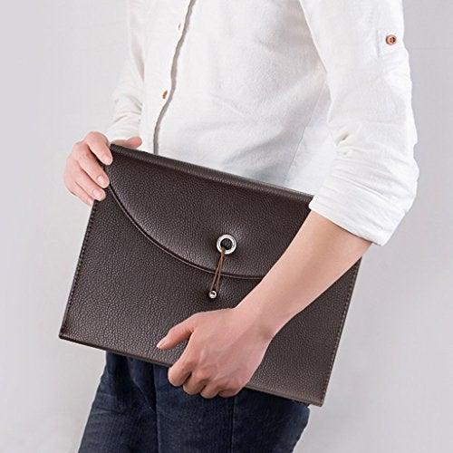 BTSKY PU Leather Expanding File Folders-13 Pockets A4 Letter Size Paper File Folder Accordion Business Document Organizer with Fasteners and Tabs (Brown) - Image 2