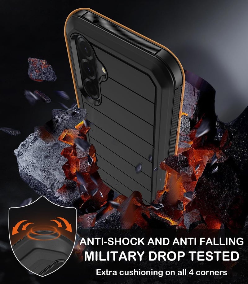 KECAI for Samsung Galaxy A36 5G Case with Belt Clip Holster,2X Screen Protectors & Kickstand,Heavy Duty Shockproof Drop Protection Bumper Military Grade Full Body Non Slip Rugged Durable Phone Cover (Black) - Image 4