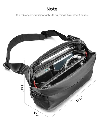 Tomtoc حقيبة سلاينغ tomtoc بسعة 7 لتر لجهاز iPad Pro مقاس 11 بوصة M5(2025)/M4/M2/M1، iPad Air مقاس 11 بوصة M3/M2، iPad مقاس 11 بوصة A16، حقيبة كتف مقاومة للماء للرجال والنساء، حقيبة صدر غير رسمية للاستخدام اليومي للسفر، العمل، الصالة الرياضية، الرياضة. - Image 3