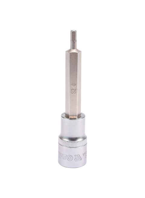 Yato YT04390 Socket Bit of Size 4mm Length 100mm Suitable for 12 inch Drive Socket Wrench Set S2 steel Chromium platedSocket Tool BoxUsed as Home Mechanical ToolsIndustrial Tools Power tool