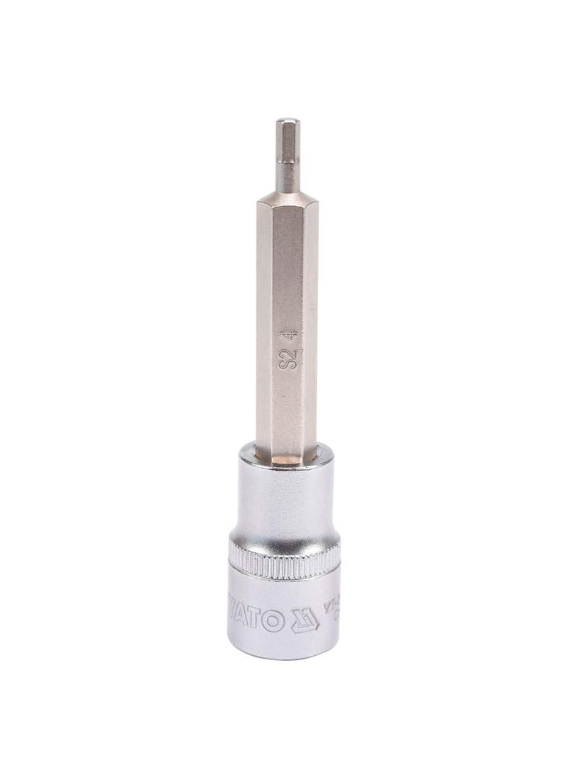 Yato Yato YT04390 Socket Bit of Size 4mm Length 100mm Suitable for 12 inch Drive Socket Wrench Set S2 steel Chromium platedSocket Tool BoxUsed as Home Mechanical ToolsIndustrial Tools Power tool  - Image 1