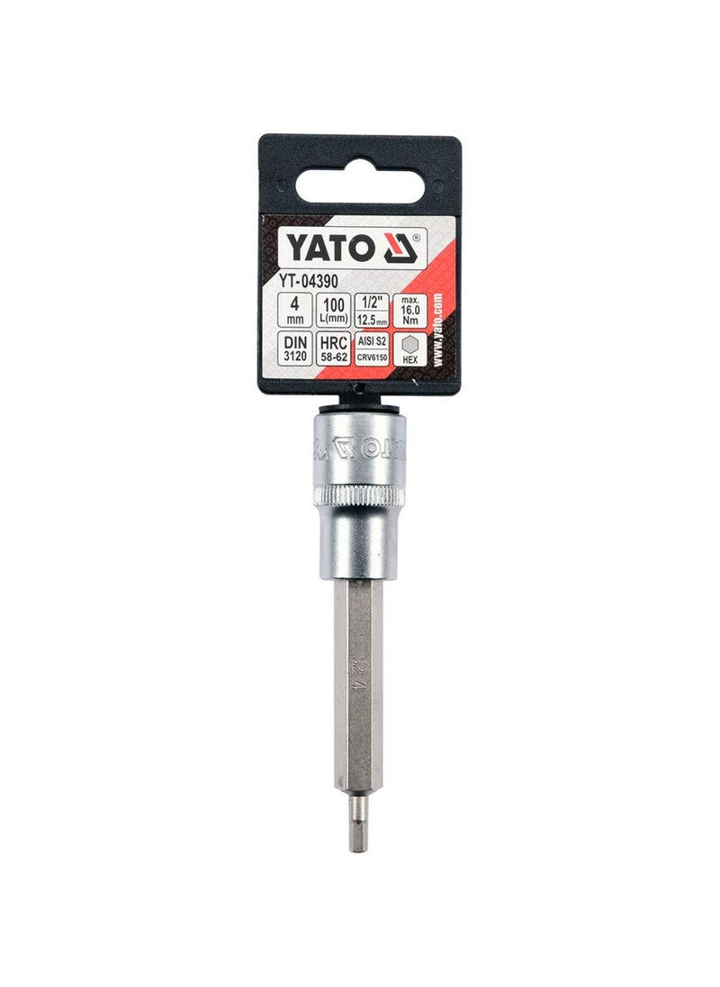 Yato Yato YT04390 Socket Bit of Size 4mm Length 100mm Suitable for 12 inch Drive Socket Wrench Set S2 steel Chromium platedSocket Tool BoxUsed as Home Mechanical ToolsIndustrial Tools Power tool  - Image 3