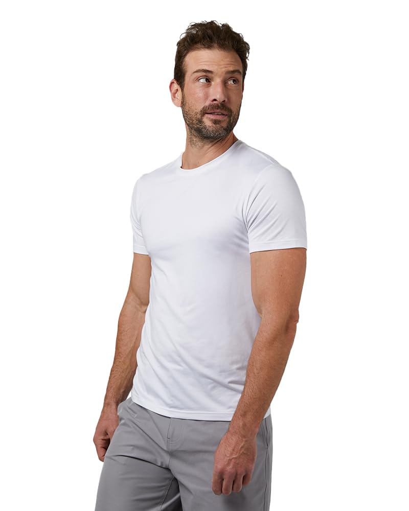 32 Degrees Mens Cool Quick Dry Active Basic Crew T-Shirt, White, Small - Image 1