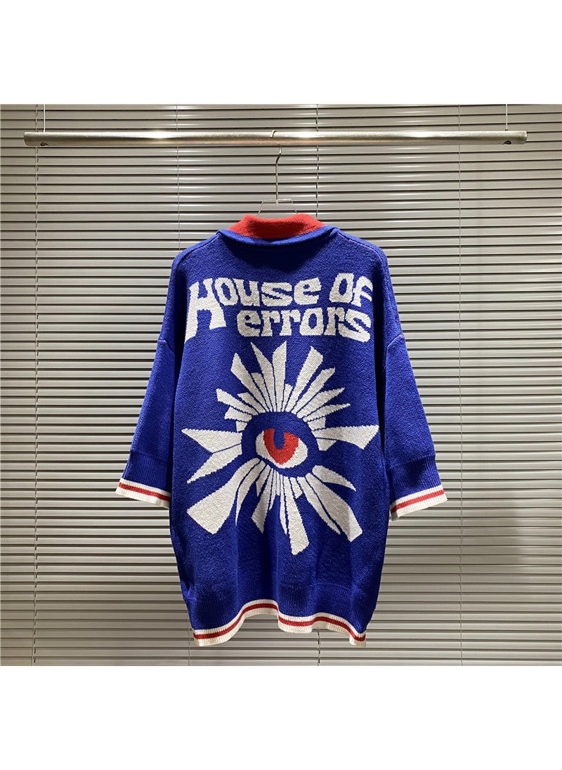 Generic - House of Errors No.20 Jersey Collar Casual Knit Shirt Blue - Image 1
