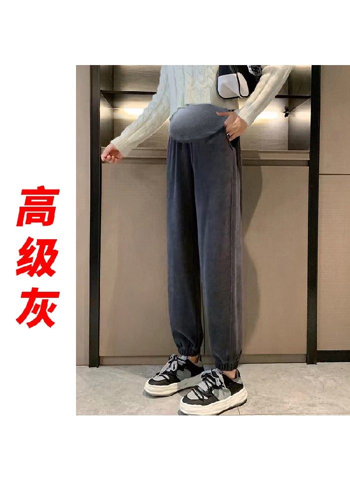Generic Maternity Pants Winter Thickened Fleece Tapered Velvet black  - Image 2