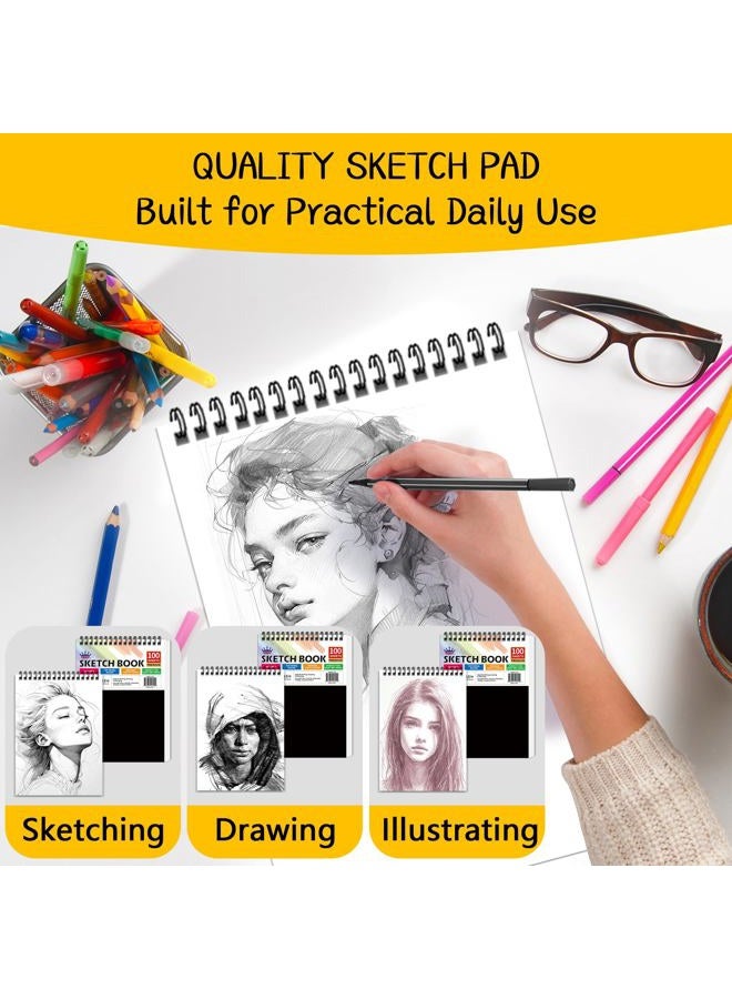 Winner 9" x 12" Sketch Book 4 Pack, 400 Sheets Spiral Bound Art Sketchbook, 68lb/100gsm White Acid Free Drawing Pad, Painting Drawing Writing Sketch Pad, Art Supplies for School, Kids, Adults &Teens - Image 4