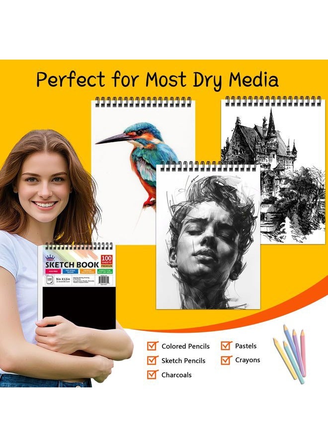 Winner 9" x 12" Sketch Book 4 Pack, 400 Sheets Spiral Bound Art Sketchbook, 68lb/100gsm White Acid Free Drawing Pad, Painting Drawing Writing Sketch Pad, Art Supplies for School, Kids, Adults &Teens - Image 5