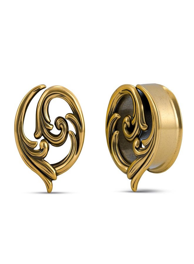 ERKUOO 2PCS Gothic Baroque Occult Ear Tunnels 6mm-25mm Swirl Cross Eye Plugs Gauges Double Flare Saddle Stretching Piercing Jewelry for Women Men Alternative Fashion - Image 1