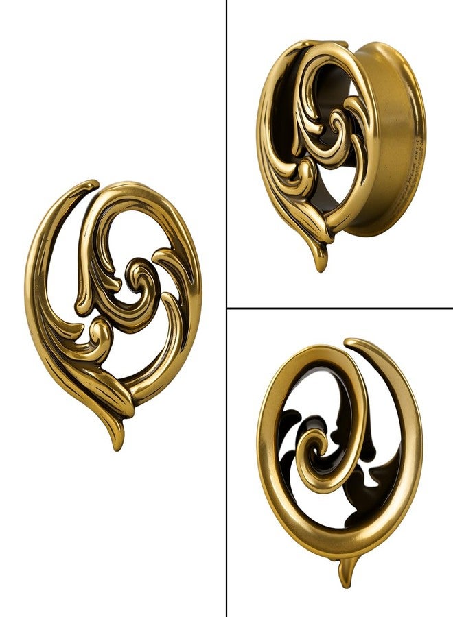 ERKUOO 2PCS Gothic Baroque Occult Ear Tunnels 6mm-25mm Swirl Cross Eye Plugs Gauges Double Flare Saddle Stretching Piercing Jewelry for Women Men Alternative Fashion - Image 3