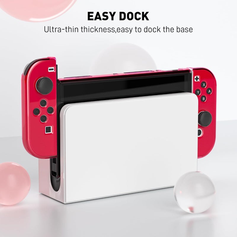 FANPL [النسخة المحسنة] حافظة شفافة قابلة للتثبيت لجهاز Nintendo Switch OLED 2021، غطاء واقي من لجهاز Switch OLED ووحدة التحكم Joy Con – قوية ومتينة، لا تسقط بسهولة (اللون الأحمر) - Image 5