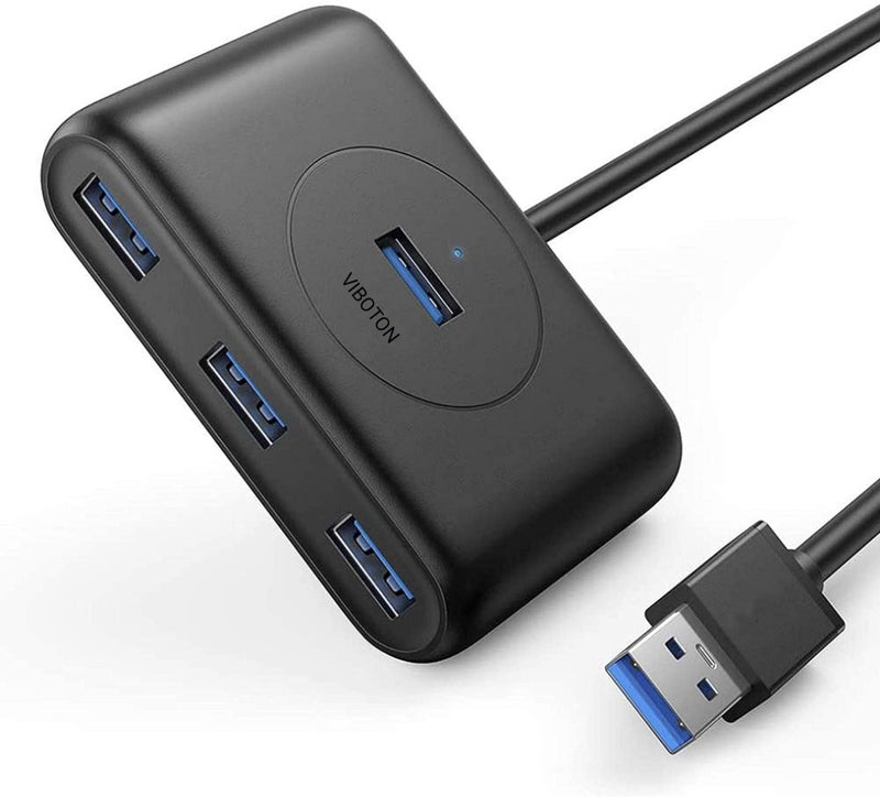 VIBOTON XL-6033 USB Extension USB Hub 3.0 4-Port Portable Data Board with 1.2m Cable for Mac, iMac, MacBook Pro Air, Ultrabooks, Tablet, Laptop, PC, Windows, Mac OS X and Linux - Image 1