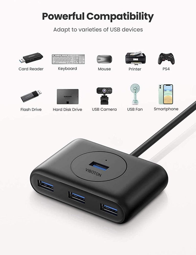 VIBOTON XL-6033 USB Extension USB Hub 3.0 4-Port Portable Data Board with 1.2m Cable for Mac, iMac, MacBook Pro Air, Ultrabooks, Tablet, Laptop, PC, Windows, Mac OS X and Linux - Image 3