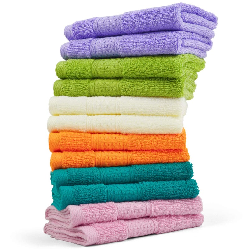 Cleanbear Face Cloths 12 Pack Washcloths 100% Cotton Wash Cloth for Face - Large Bath Washcloths 13 by 13 Inches with Multi Colors - Image 1