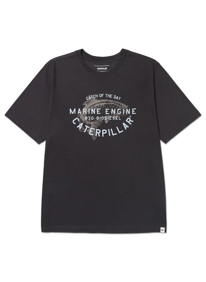 Caterpillar CAT Men’s Catch of the Day Graphic Tee – 60% Cotton 40% Recycled Polyester – Soft Jersey – Chest Print