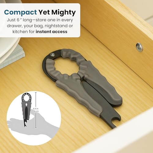 Jokari Multi Bottle Opener for Jars Bottles and Cans 3 in 1 Easy Grip Lid Opener for Weak Hands Twist Caps Pull Tabs Pop Tops and Small Lids Arthritis Aid Manual Kitchen Tool Black - Image 4