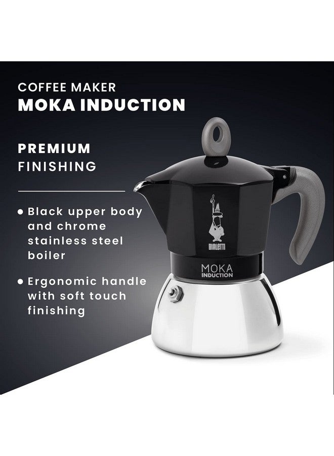BIALeTTI Bialetti New Moka Induction Coffee Maker Moka Pot, 4 Cups, 150 ml, Aluminium, Black, Compatible with Induction pan and Gas stove: Italian Made - Image 4