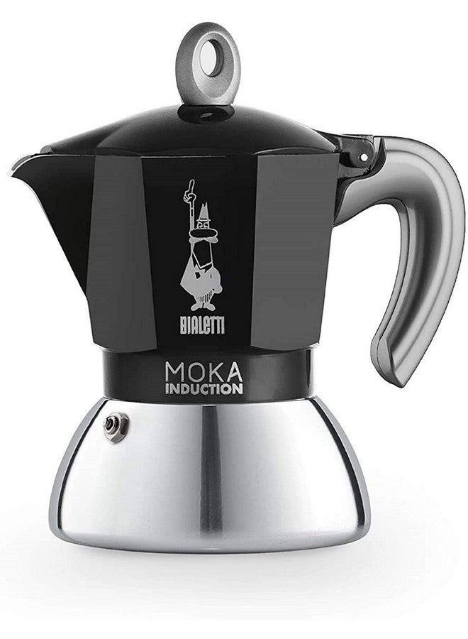 BIALeTTI Bialetti New Moka Induction Coffee Maker Moka Pot, 4 Cups, 150 ml, Aluminium, Black, Compatible with Induction pan and Gas stove: Italian Made - Image 1