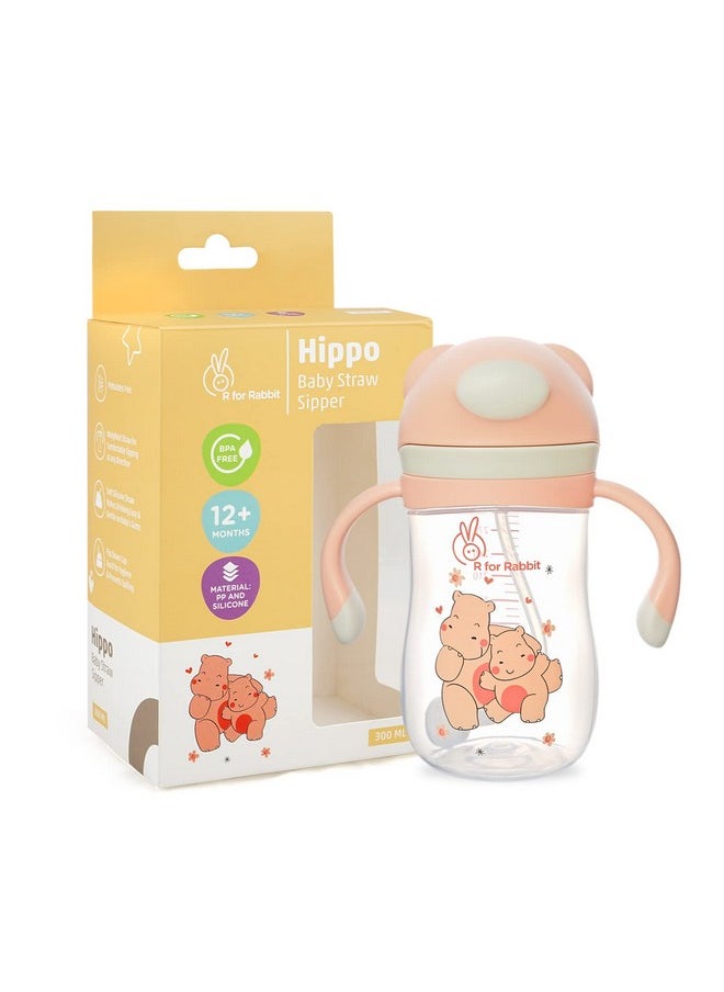 R for Rabbit Premium Hippo Baby Straw Sipper Bottle |10 Fl Oz | Anti Spill Sippy Cup With Soft Silicone Straw Bpa Free & Non-Toxic For Baby Or Kids Of 12 Months -(300 Ml Yellow)  - Image 1
