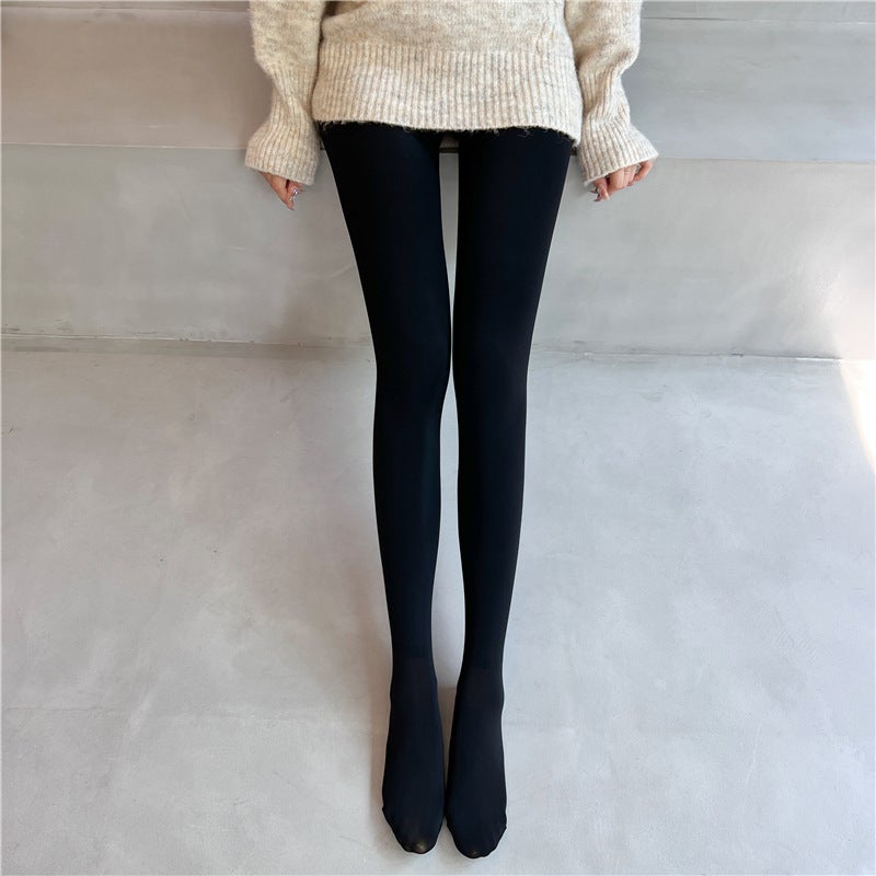 Winter Fleece-Lined Invisible Tights 720D Womens Black foot  - Image 4