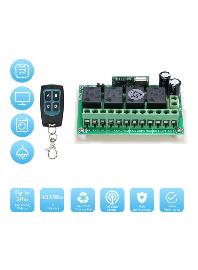 4-Channel Wireless Remote Control Switch Relay Smart Home Automation Device Green/White/Black - Image 5
