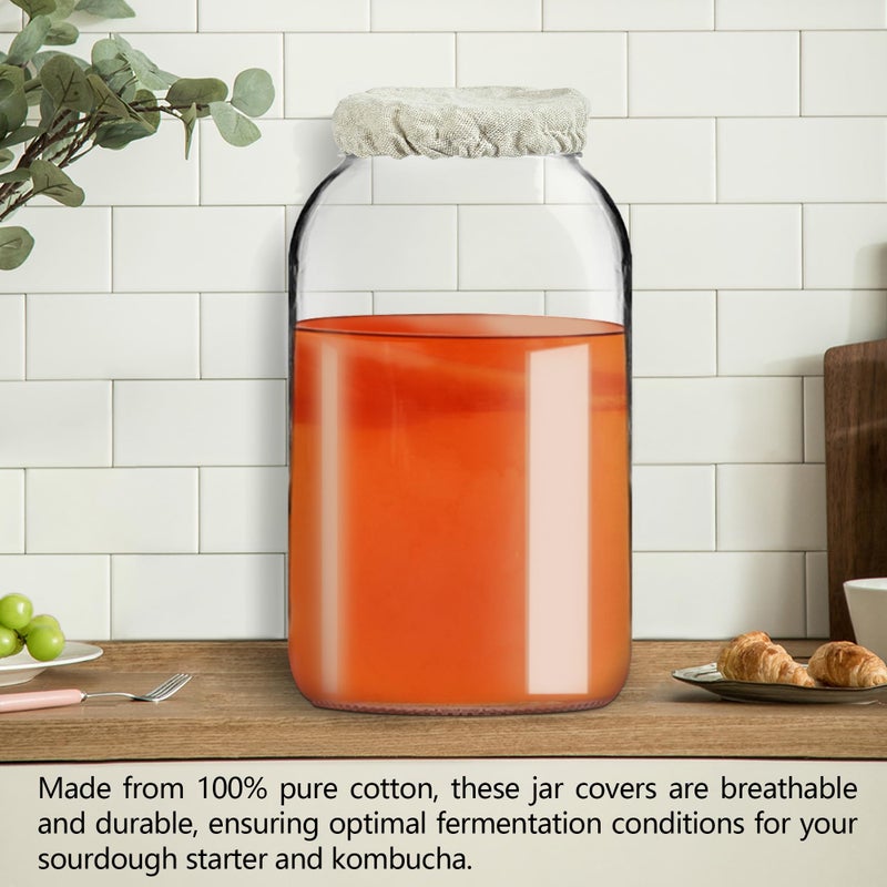 Artcome 6-Pack Reusable Sourdough Jar Covers - Cotton Lids for Sourdough Starter, Kombucha, and Fermentation Jars, Organic Unbleached 100% Cotton Caps (Fits 2.4" - 5" Jar Mouths) - Image 5