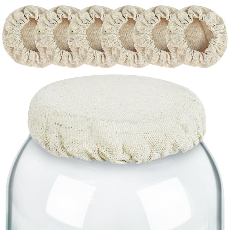 Artcome 6-Pack Reusable Sourdough Jar Covers - Cotton Lids for Sourdough Starter, Kombucha, and Fermentation Jars, Organic Unbleached 100% Cotton Caps (Fits 2.4" - 5" Jar Mouths) - Image 1