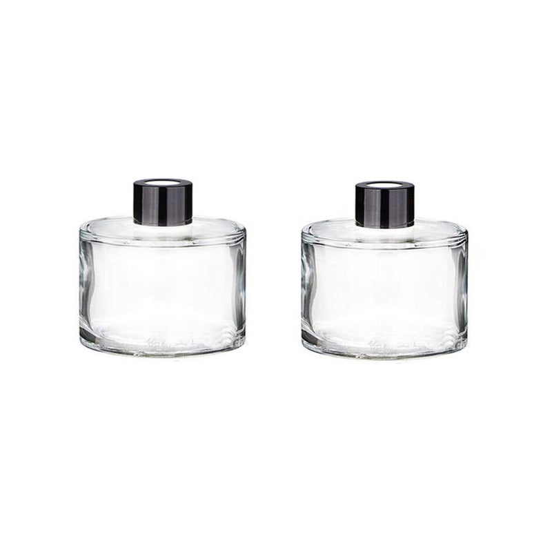 XINGZI Set of 2 Glass Essential Oils Diffuser Bottles Fragrance Bottle Jars Containers for DIY Replacement Reed Diffuser Sticks Sets Essential Oils Crafts Decor 50ML Black Cap