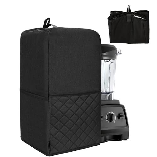 CROTIRAD Hanging Blender Cover Compatible with LowProfile 64 oz Blender Foldable Dust Cover with Accessory Pockets for Kitchen Blender Black Quilted - Image 1