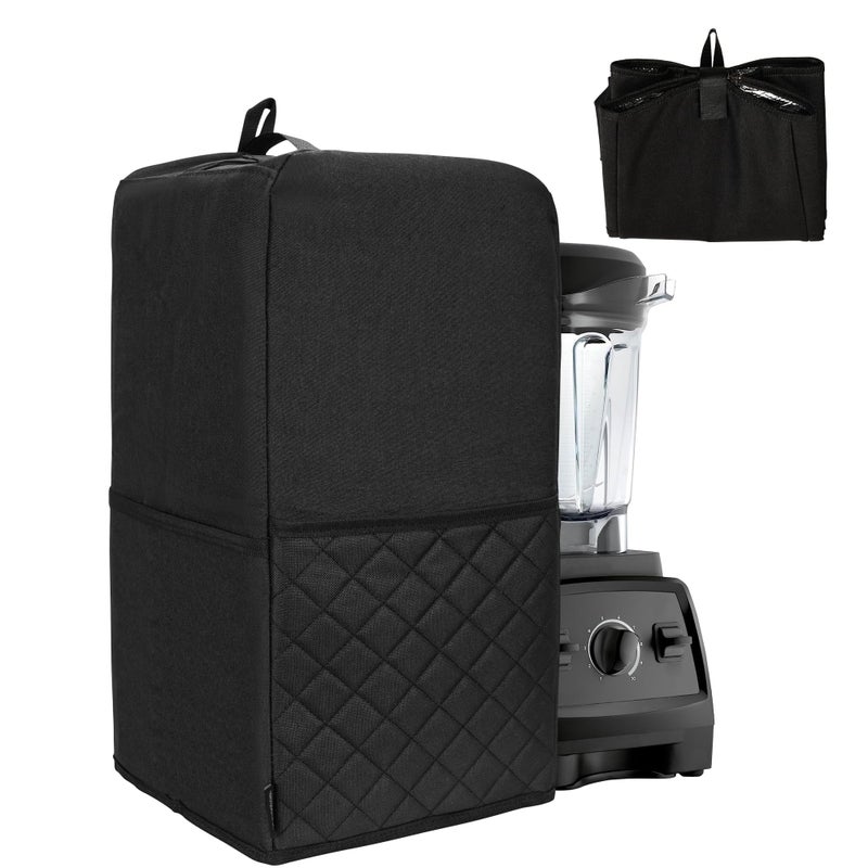 CROTIRAD Hanging Blender Cover Compatible with LowProfile 64 oz Blender Foldable Dust Cover with Accessory Pockets for Kitchen Blender Black Quilted - Image 2