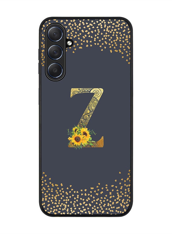 Stylizedd Rugged Black edge case for Samsung Galaxy M54 5G, Slim fit Soft Case Flexible Rubber Edges Anti Drop TPU Gel Thin Cover -  Custom Monogram Initial Letter Floral Pattern Alphabet - Z  (Grey ) - Image 1