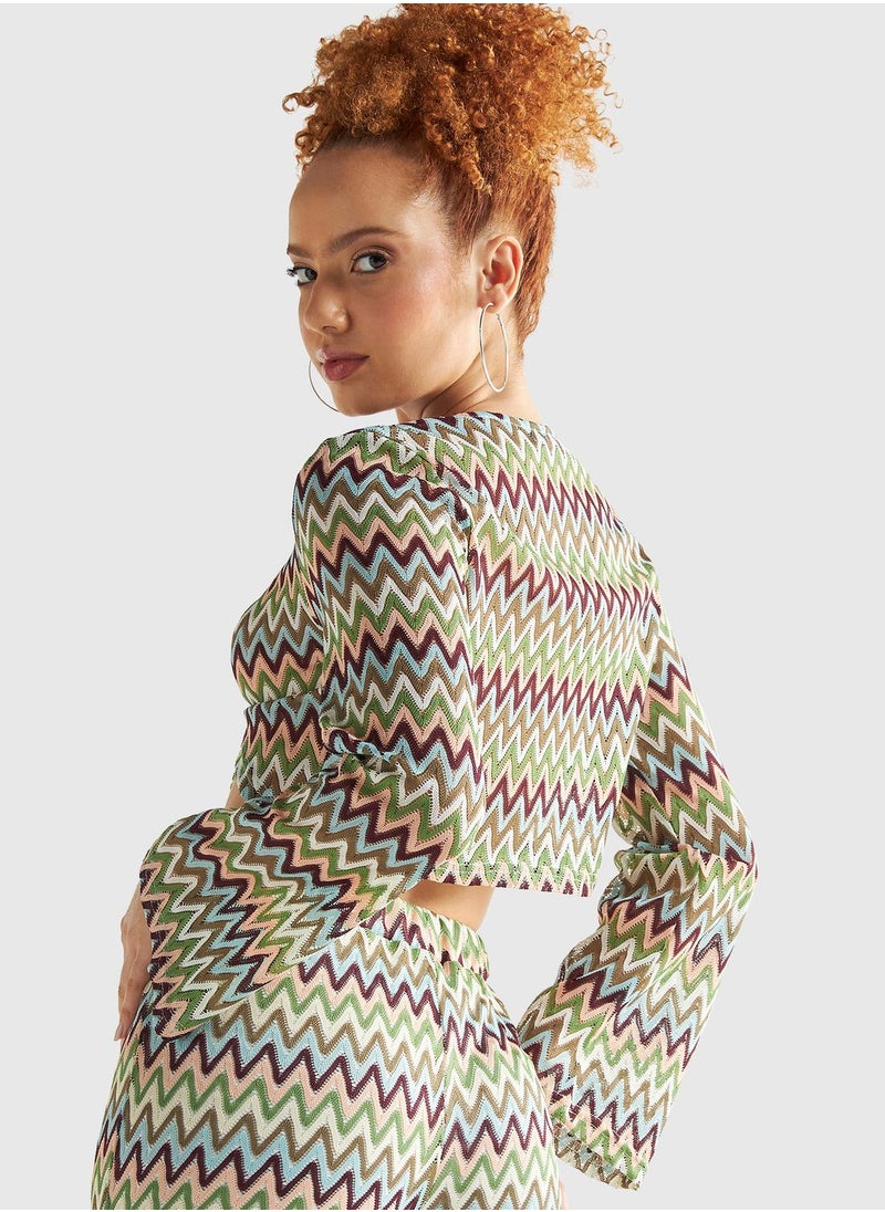 FAV Printed Tie Detail Crop Top  - Image 2