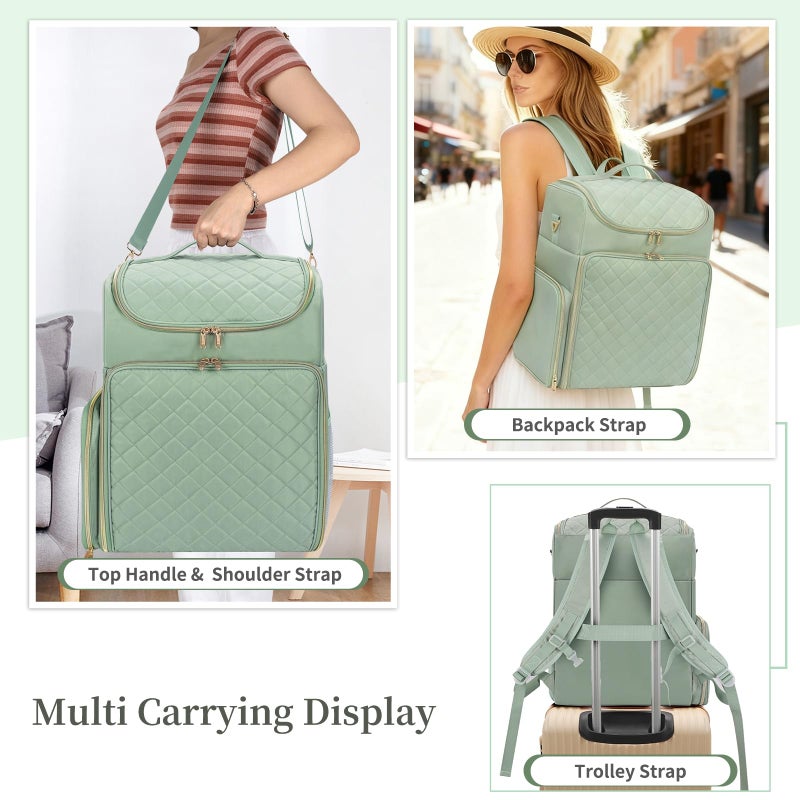 CUBETASTIC Extra Large Nail Polish Organizer Backpack, Holds 124+ Bottles & Full Size Lamp, Travel Nail Organizers and Storage Bag with 3 Removable Pouches, Portable Nail Supplies Case (Rhombus Green, 124 Slots) - Image 5