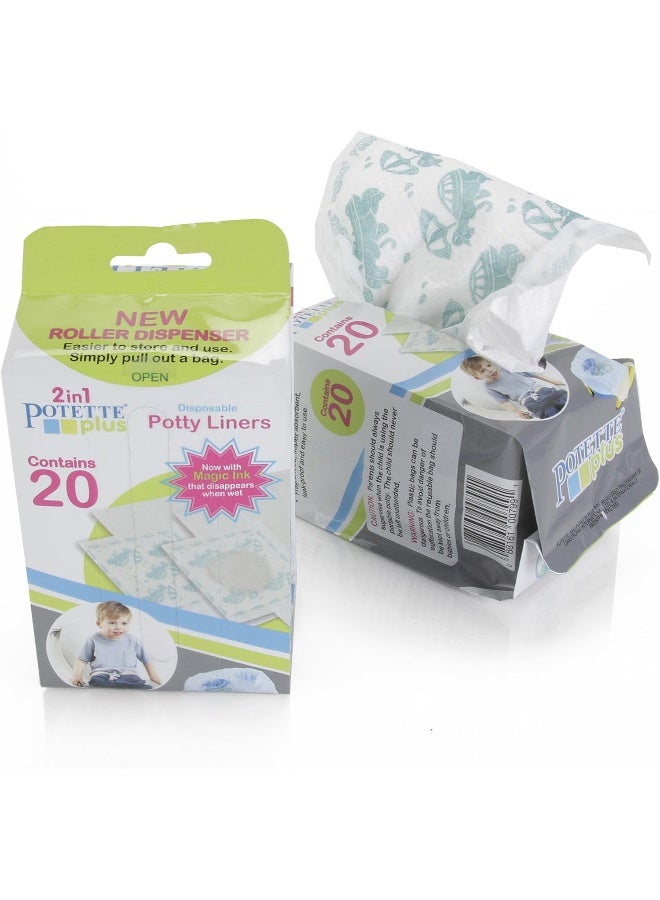 Kalencom Potette Plus Potty Seat Liner Roller Dispenser with Magic Disappearing Ink, 20 Count - Image 1