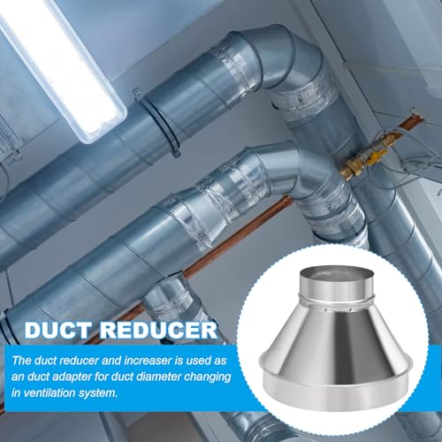 PATIKIL 10 Inch to 5 Inch Round Duct Reducer Increaser Connector, Galvanized Steel Air Duct Adapter Pipe Fitting for Bathroom Kitchen Inline Ventilation Systems, Silver Tone - Image 4