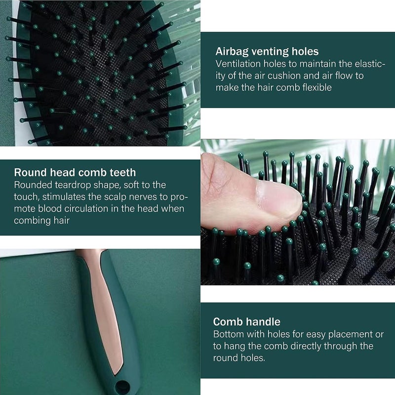 ChicAbode 4 Pcs Hair Brush Set,Anti Static Massage Oval Comb,Detangling Brush Round Hair Brush Vent Hair Brush,Flexible Soft Pin Bristles for Long Thick Curly Wavy Dry Damaged Hair - Image 5