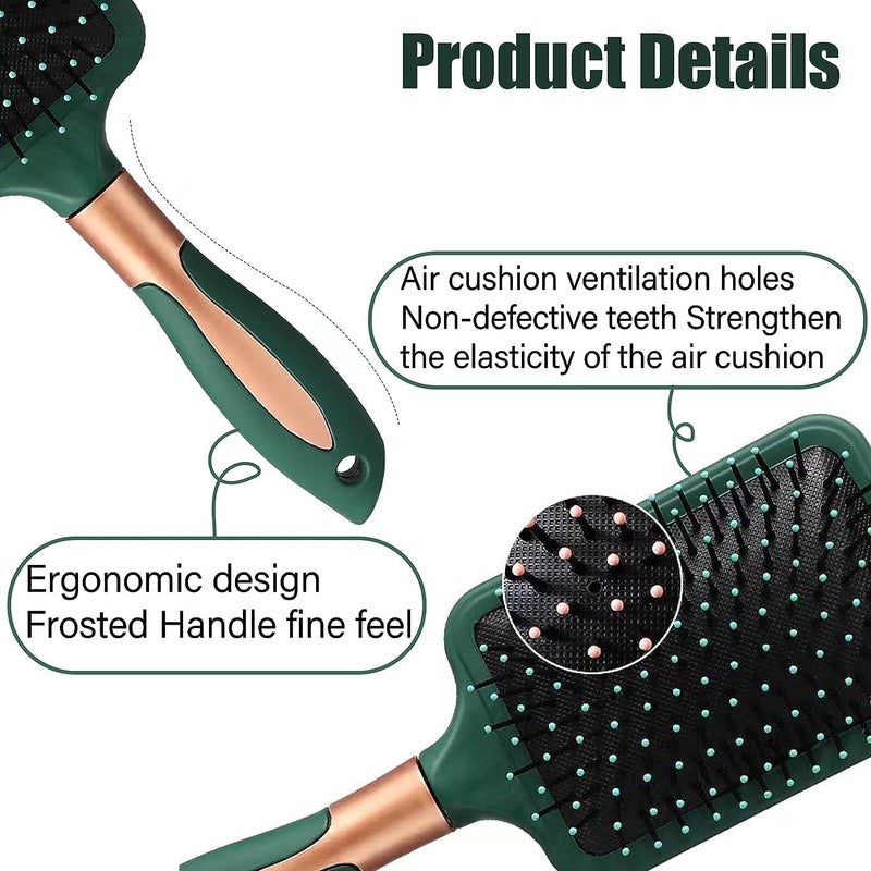 ChicAbode 4 Pcs Hair Brush Set,Anti Static Massage Oval Comb,Detangling Brush Round Hair Brush Vent Hair Brush,Flexible Soft Pin Bristles for Long Thick Curly Wavy Dry Damaged Hair - Image 4