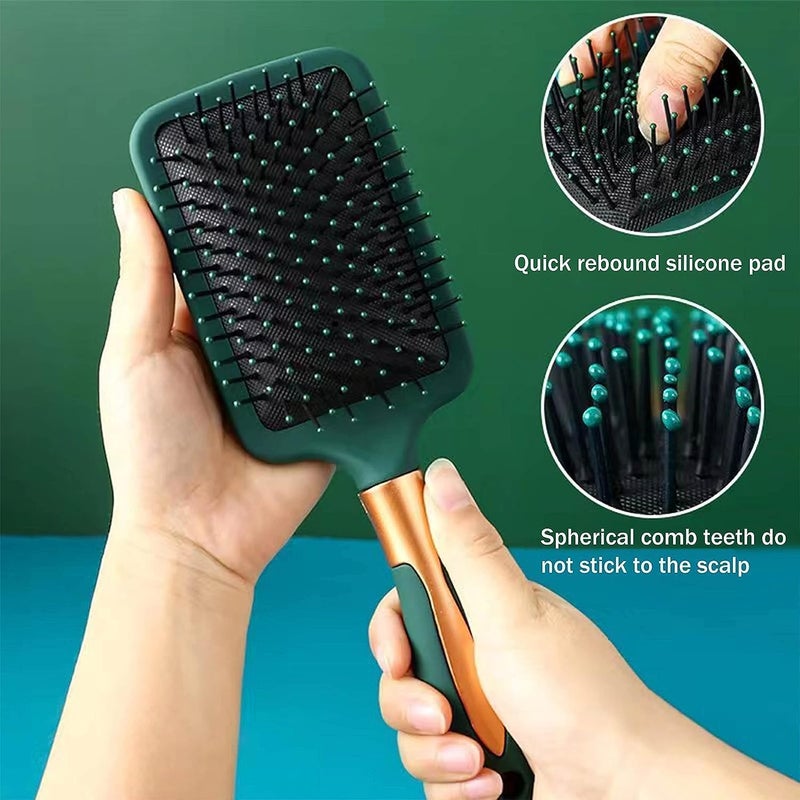 ChicAbode 4 Pcs Hair Brush Set,Anti Static Massage Oval Comb,Detangling Brush Round Hair Brush Vent Hair Brush,Flexible Soft Pin Bristles for Long Thick Curly Wavy Dry Damaged Hair - Image 3