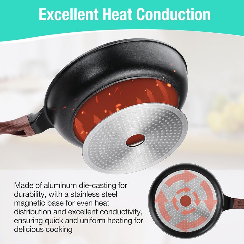 HAUSHOF Frying Pan, Inner Diameter 26 cm, Compatible with Induction and Gas Fires, Die-Cast Aluminum, Resistant to Deformation, Lightweight, Easy to Clean - Image 4