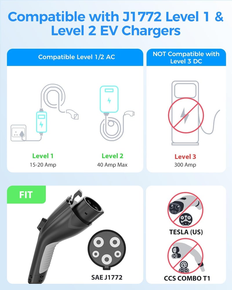 SEGUMA 40FT 50A J1772 EV Charger Extension Cable with Carrying Bag - Image 3