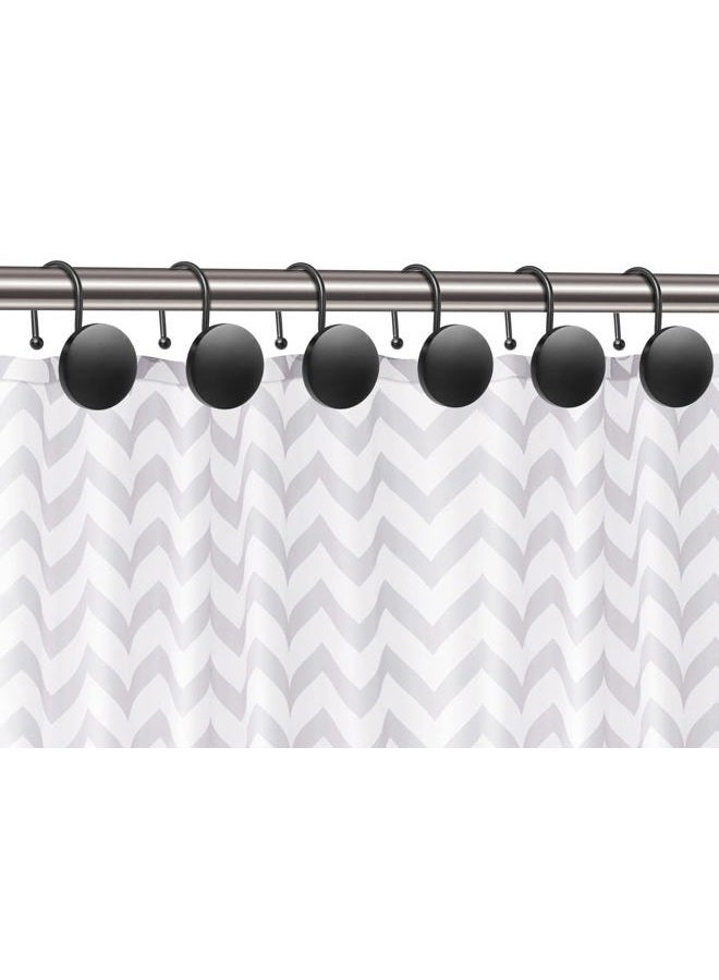 SIMPLE CLEVER HOMES 365 Decorative Shower Curtain Hooks, Modern Style Round Flat-back Button Design for Bathroom Decor, Matte Black - Image 3