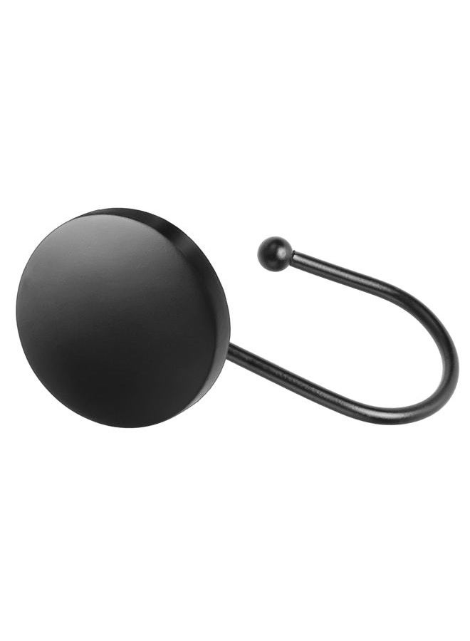 SIMPLE CLEVER HOMES 365 Decorative Shower Curtain Hooks, Modern Style Round Flat-back Button Design for Bathroom Decor, Matte Black - Image 2