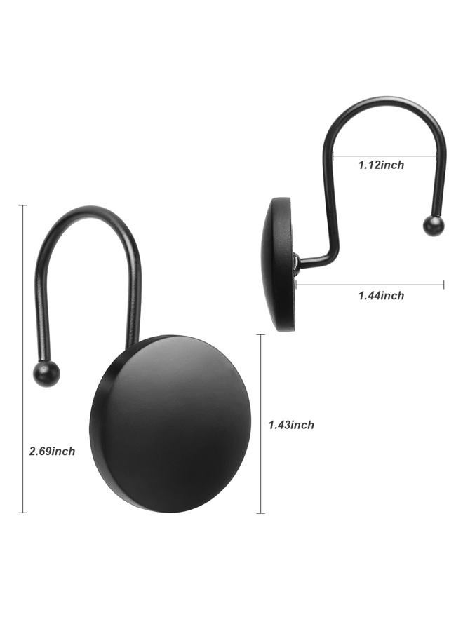 SIMPLE CLEVER HOMES 365 Decorative Shower Curtain Hooks, Modern Style Round Flat-back Button Design for Bathroom Decor, Matte Black - Image 5