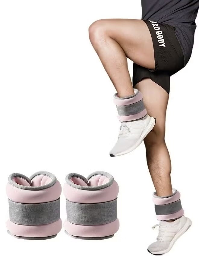 Bukela 2Pcs Ankle Weights Leg Arm Weights Wrist Weights Set with Adjustable Strap for Jogging, Gymnastics, Aerobics, Physical Therapy,Foot Exercise Training Workout-2KG Pair(Pink) - Image 1