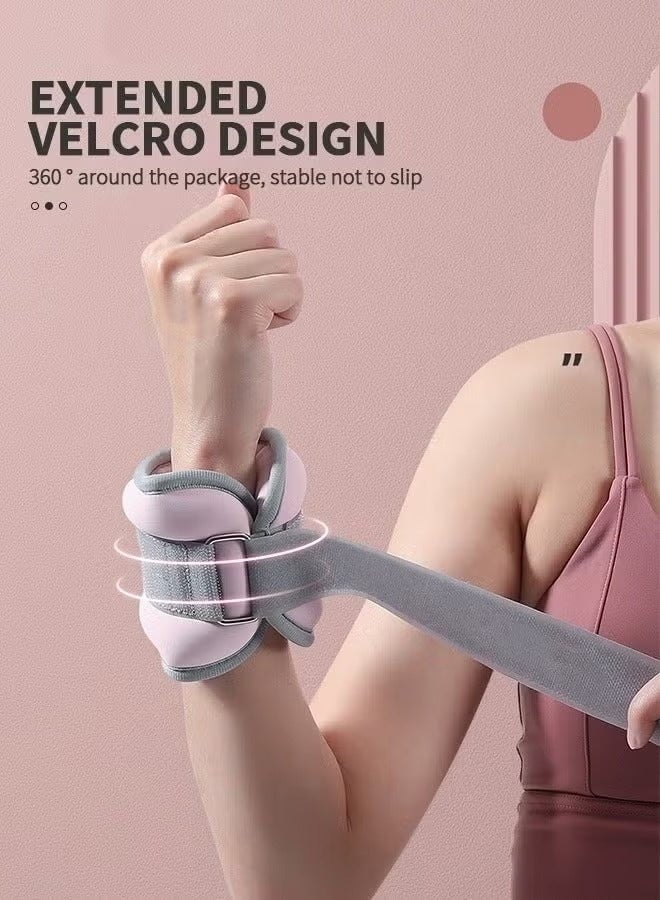 Bukela 2Pcs Ankle Weights Leg Arm Weights Wrist Weights Set with Adjustable Strap for Jogging, Gymnastics, Aerobics, Physical Therapy,Foot Exercise Training Workout-2KG Pair(Pink) - Image 5