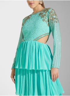 Virgos Lounge Embellished Puff Sleeve Ruffled Dress  - Image 3